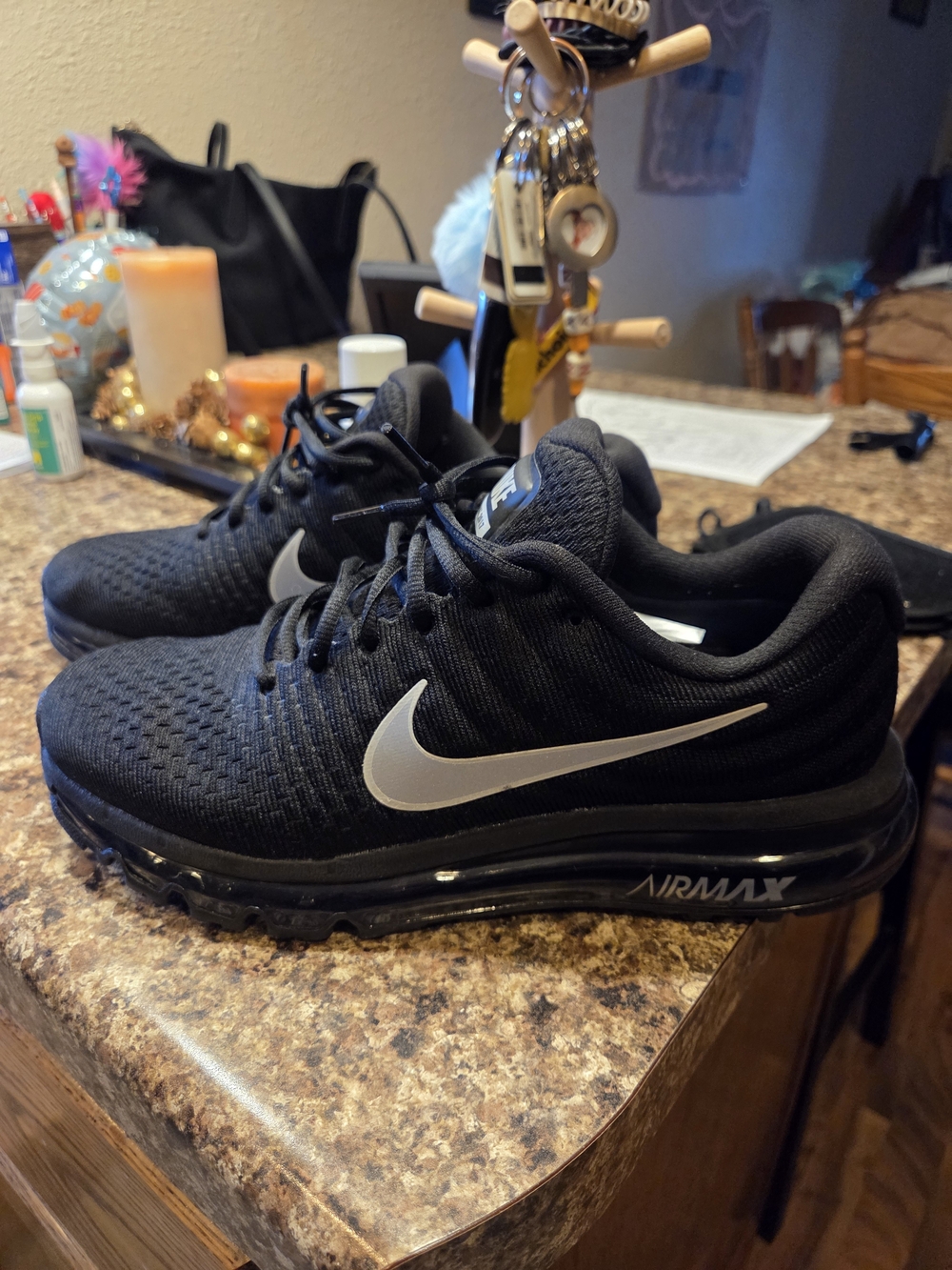 Nike Air Max Men's Black Running Shoes with White Swoosh